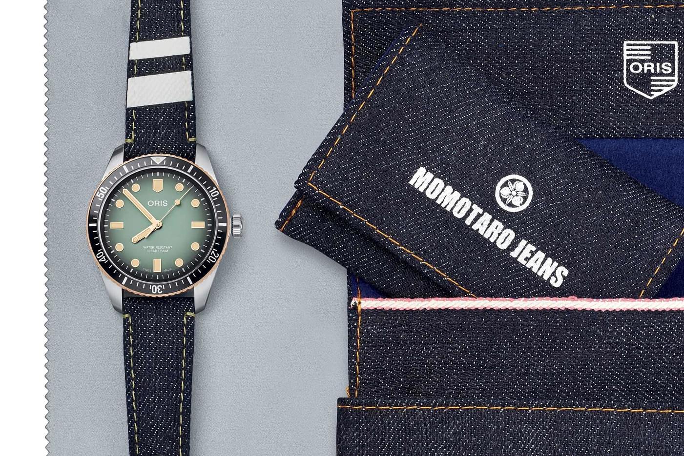 Oris Divers Sixty-Five collaboration with Japanese jeans maker Momotaro (2020)
