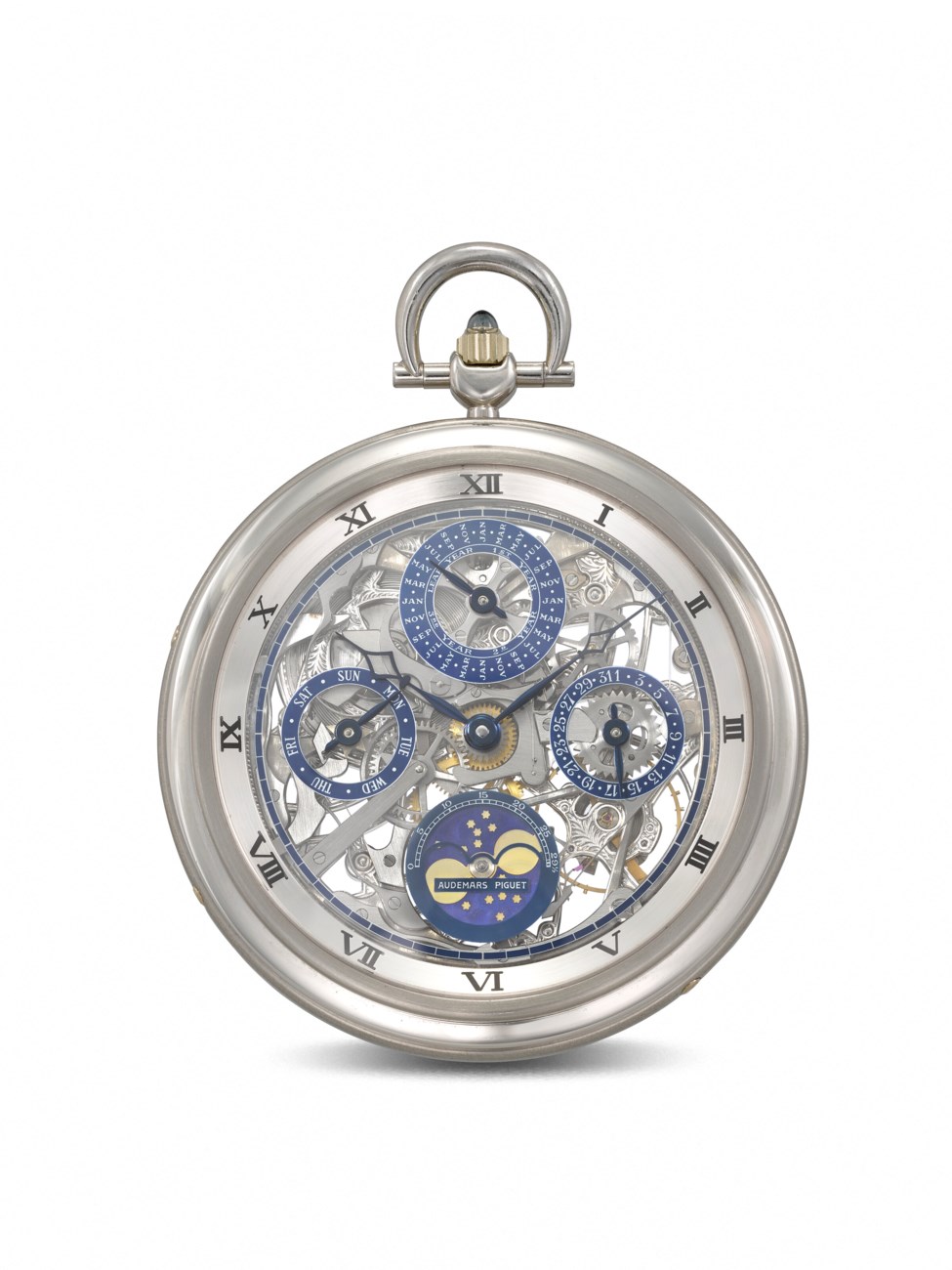 Audemars Piguet Platinum Skeletonized Perpetual Calendar Pocket Watch (2000)